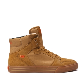 Supra Mens VAIDER Tan/Lt Gum High Top Shoes | CA-19688